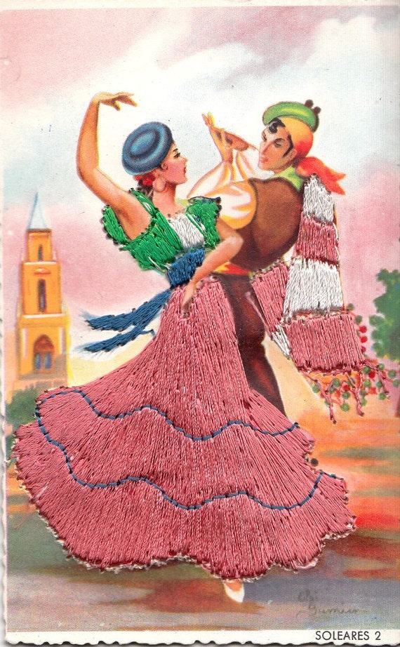 Vintage embroidered spanish by ParisBookandPaper on Etsy