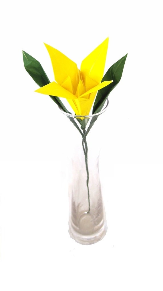 where buy to paper origami flower Spring Yellow Origami Home Decor Lily Lily Paper Lily Flower Origami