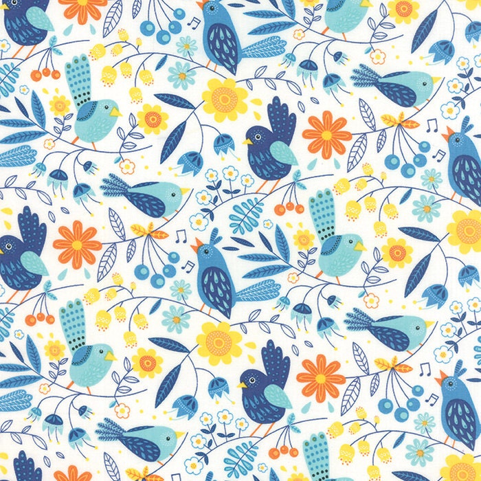 Blue Bird Fabric Moda On The Wing 35261 Abi Hall Floral