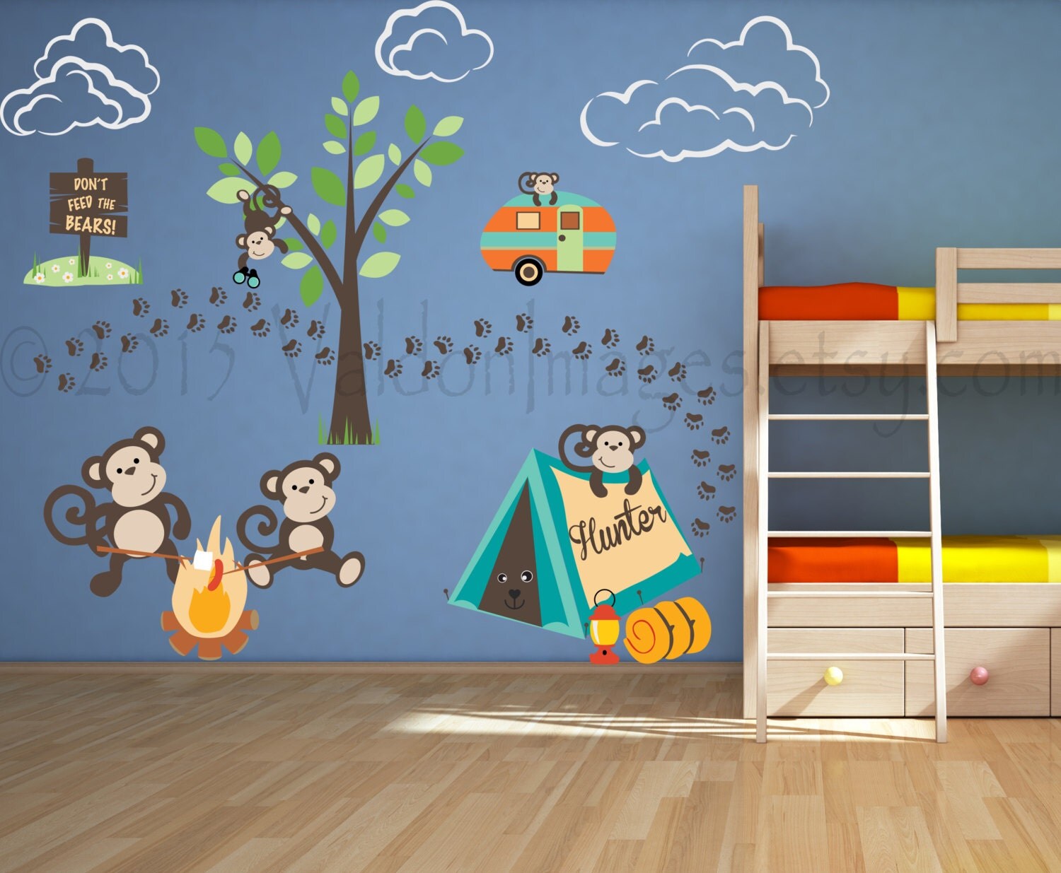 Monkey nursery wall decal outdoor decor camping wall decal