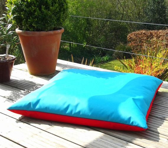 Beanbag floor cushion BEANIE FLAT Turquoise & Red made in