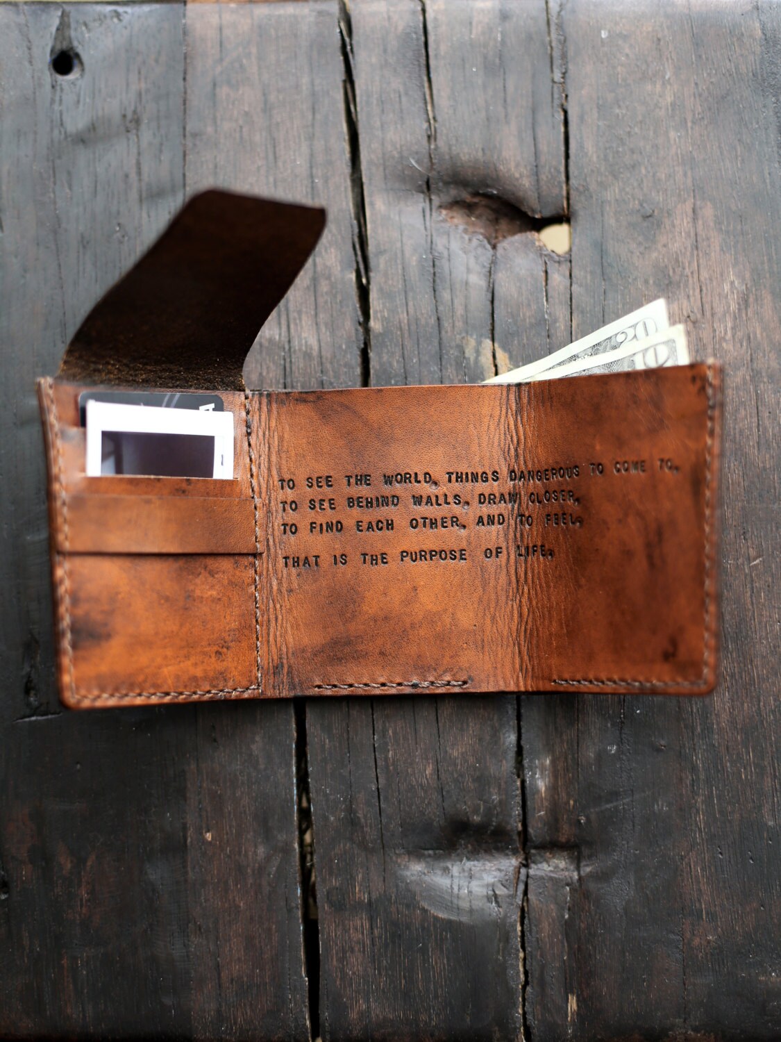 Mens Custom Leather Wallet Walter Mitty Wallet by RedLeafLeather
