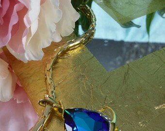 Christmas gift Heliotrope Teardrop Swarovski Pendant