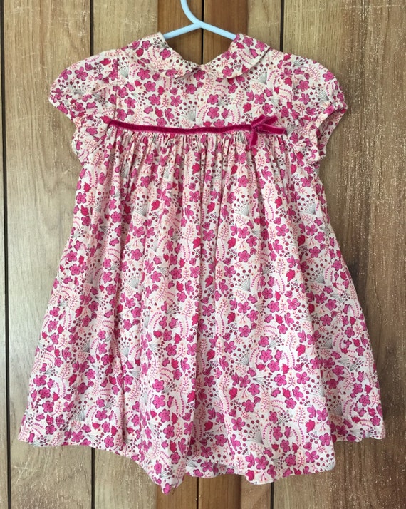 Vintage 1990's Pink Baby Girl Dress with Flowers Size