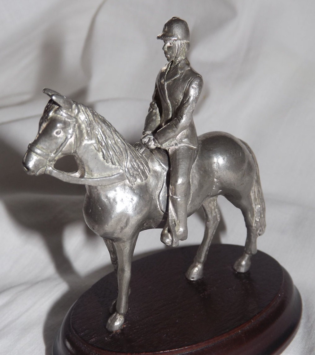 Pewter Horse & Rider Ornament Merlin Fine Arts Statue Figure