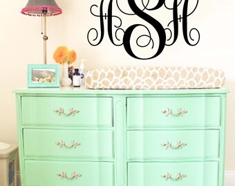 Monogram Wall Decal Initial Wall Decal Nursery Decal monogram sticker nursery decal nursery monogram 29 color options (we have CORAL vinyl)