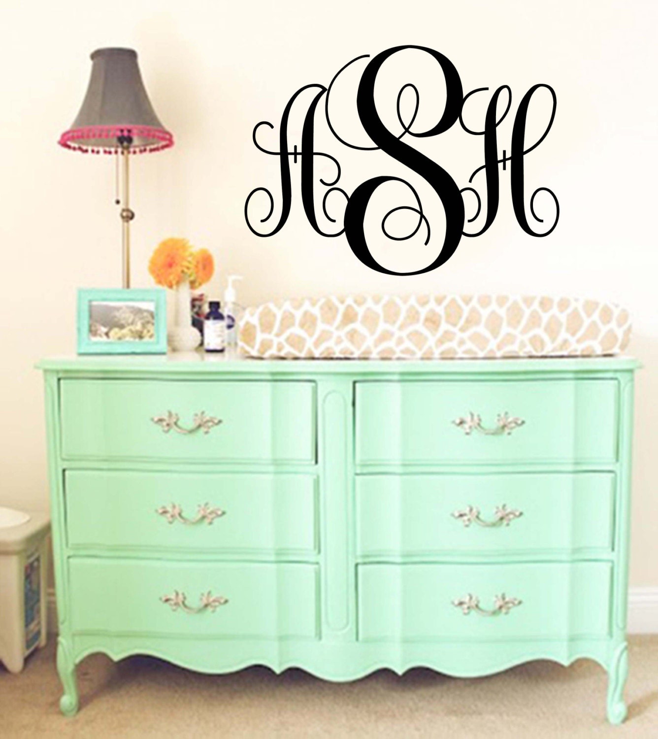 Monogram Wall Decal Initial Wall Decal Nursery Decal monogram