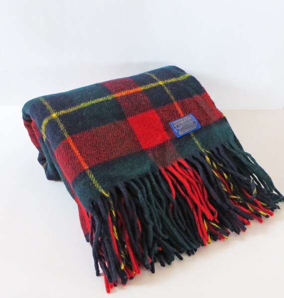 Vintage Pendleton Wool Throw Navy Plaid by aVintageCollective