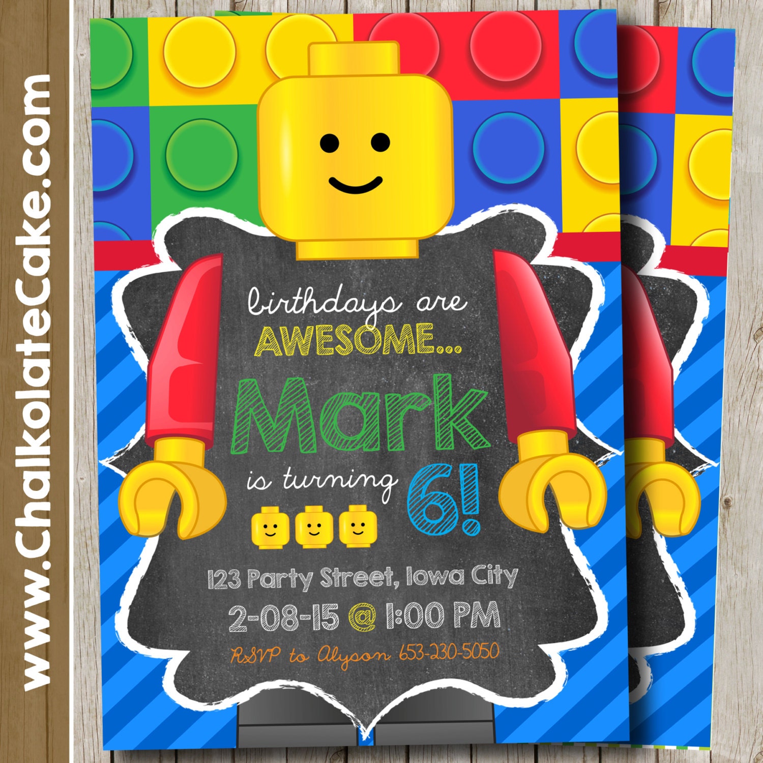 Lego Invitation Lego Birthday Party Invitation Chalkboard Printable