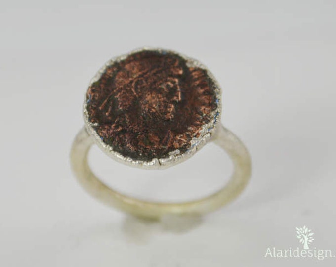 Genuine Roman Coin Ring in Silver, Roman Coin Ring, Electroformed, Coin Ring, Ancient Coin Ring, Ancient Roman Coin Ring, Ancient Coin Ring