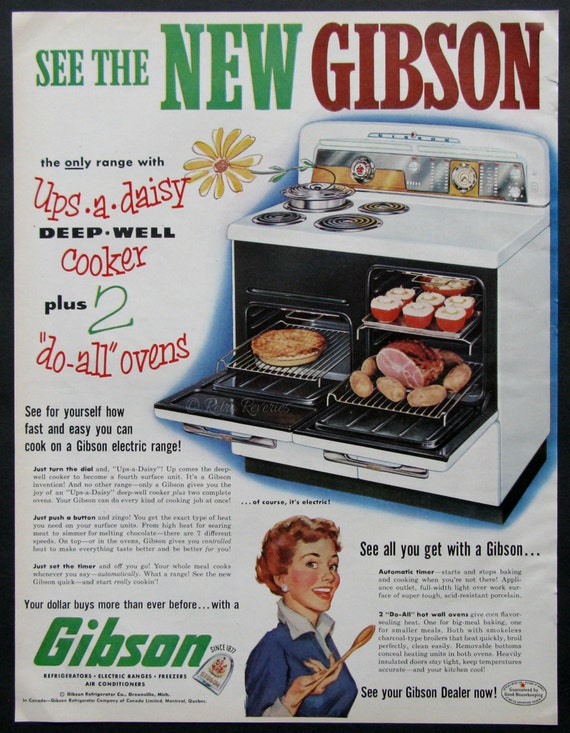 1953 Gibson Electric Range Ad 1950s Housewife by RetroReveries