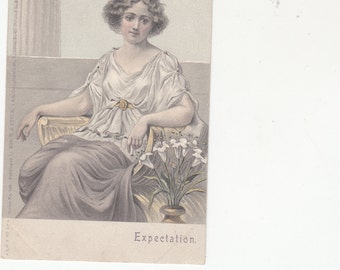 Misch And Stock Postcard c1905 "Grace And Propriety" Grecian Lady "Expectation" Unused