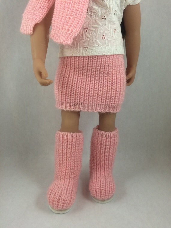 American Girl Doll Boots and Skirt 18 Doll Knitted