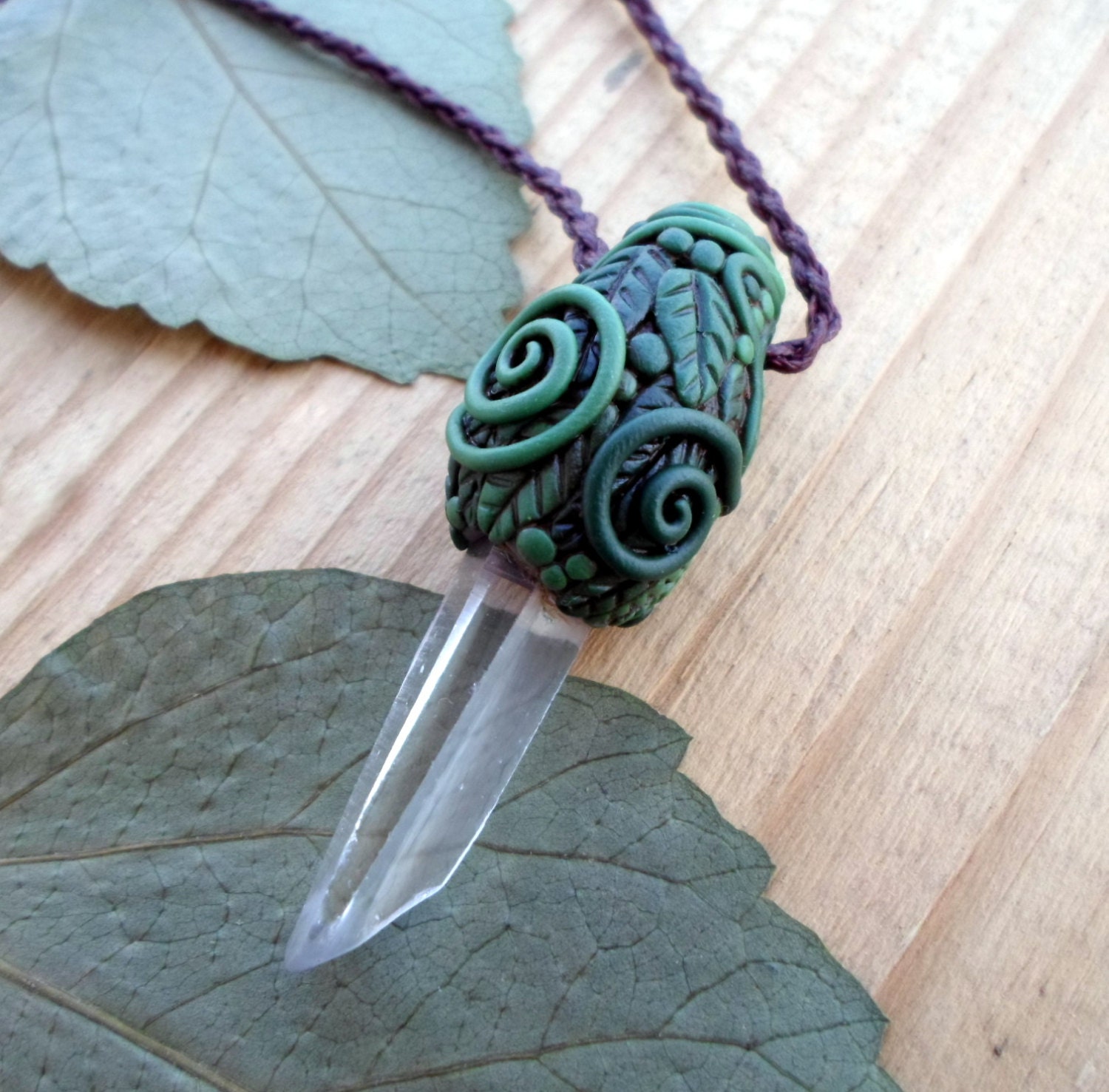 Raw Quartz clay pendant polymer clay stone polymer by SelinofosArt