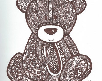 Bear Zentangle On Etsy, A Global Handmade And Vintage Marketplace.