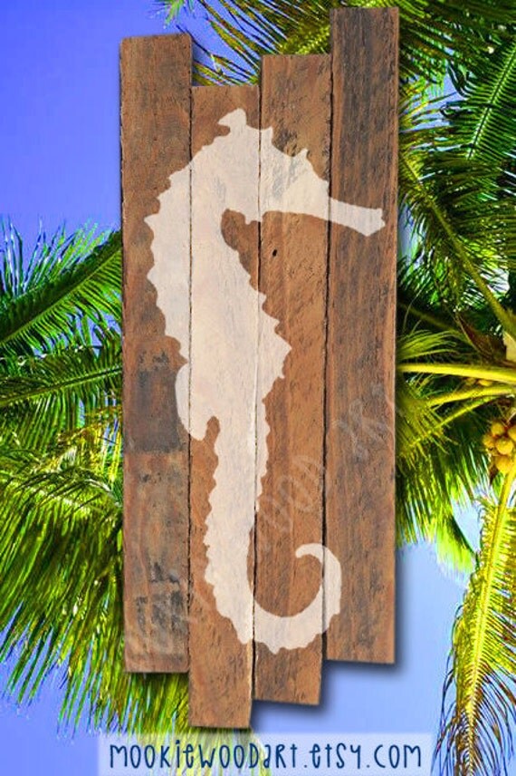 Seahorse Wall Art Rustic Wood Art Reclaimed Wood Ocean