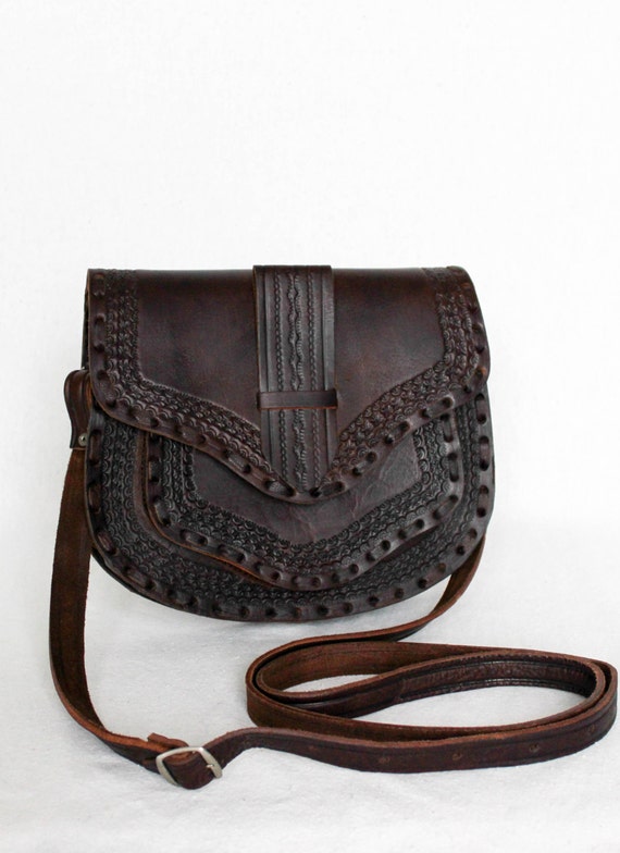 Hand Tooled and Embossed Leather Saddle Bag by BohemiaHart on Etsy