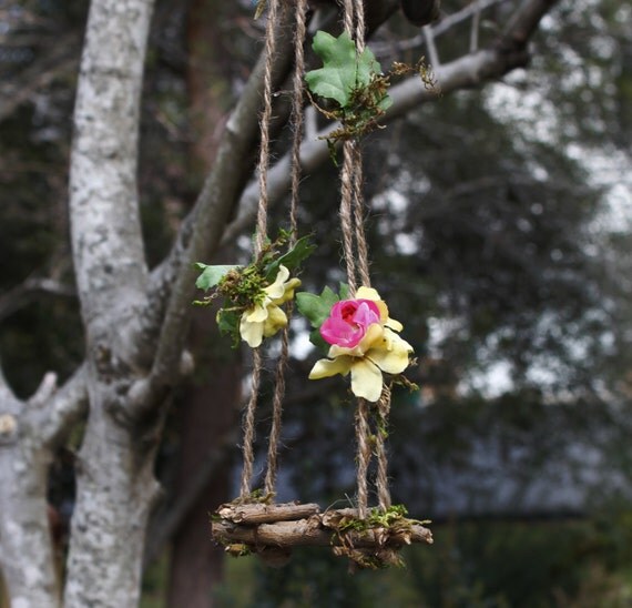 Christmas Stocking Filler Ideas Gardening Gift - Fairy Swing by Olive* ~ Flora Swing, Terrarium Accessories, Handcrafted Fairy Accessories, Fae Swing, Faeries Garden,  (Swing Only)