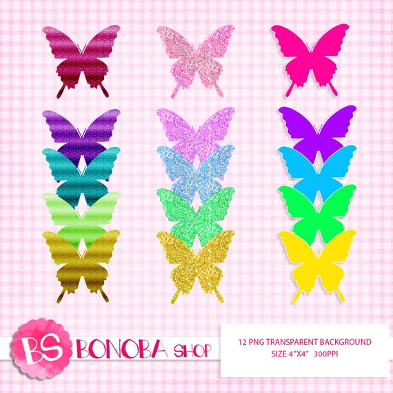 Items similar to 15 Clip Art Glitter Butterflies PNG. INSTANT DOWNLOAD ...
