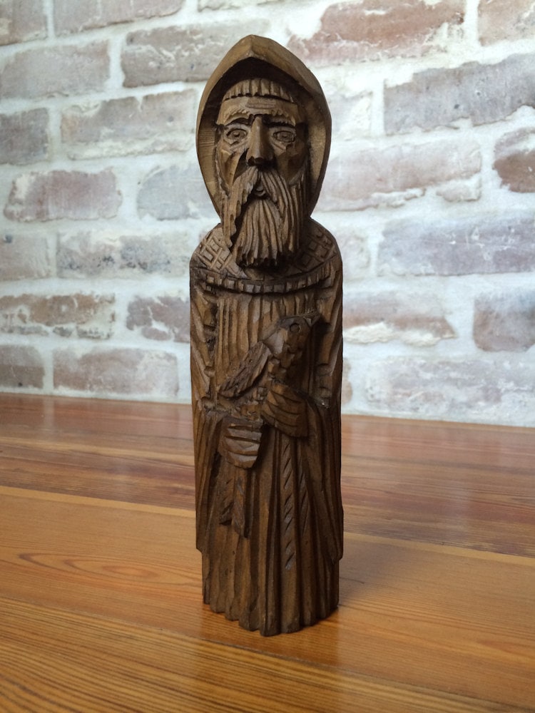Beautiful 1976 Hand Carved St. Francis Wood Statue // Made in