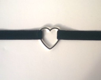 black velvet and silver heart choker - tie on.