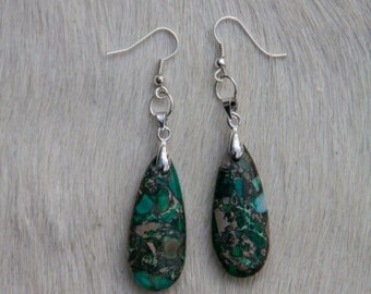 Dark Green Sea Sediment Jasper Earrings