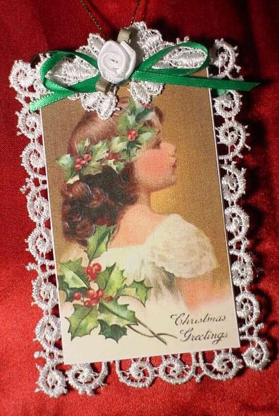 New Handmade Vintage Style Victorian Christmas Card Tree