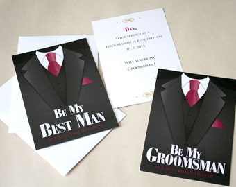 Will You Be My Best Man, Groomsman?, Time To Suit Up | Wedding Party Attendee, Invitation Flat Card and Envelope | Custom Wording and Colors