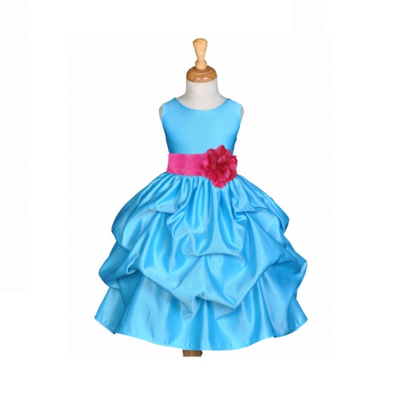 Turquoise Blue flower Girl dress 37 color tiebow by ekidsbridalusa