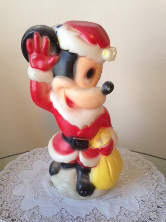 Vintage 1970's Mickey Mouse Santa Molded Plastic by NewYorkRevival