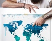 World map, Art Print, Watercolor, World map poster, Art, Illustration, World map art, Artwork, World map wall art, Home Decor, iPrintPoster.