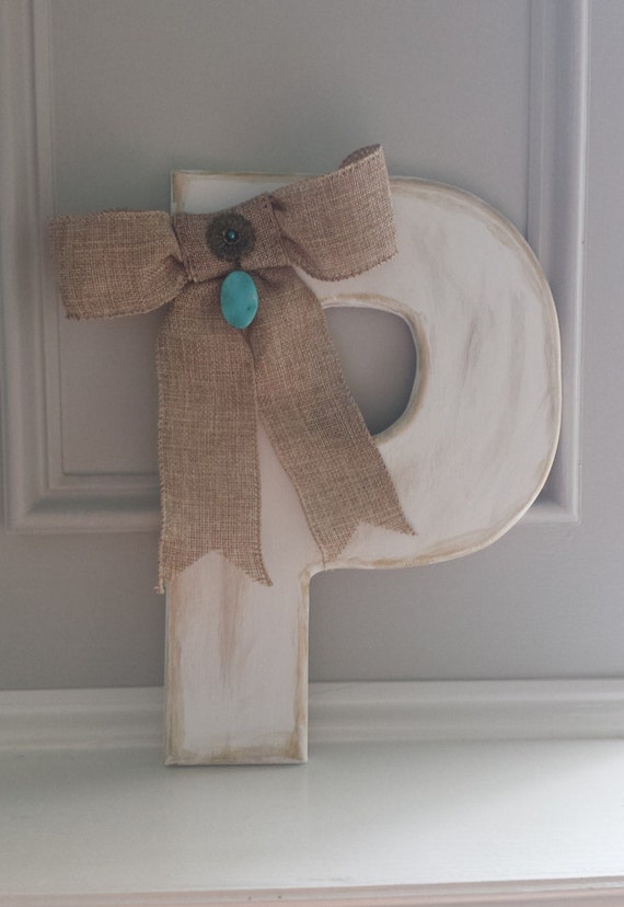 Letter PRustic monogramDoor hangerBurlap by SouthDreams on Etsy