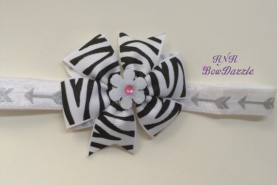 256 New baby girl zebra headband 643 Zebra print pinwheel headband, baby girl headband, animal print   