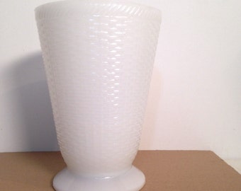 vintage milk glass vase - basket weave milkglass vase