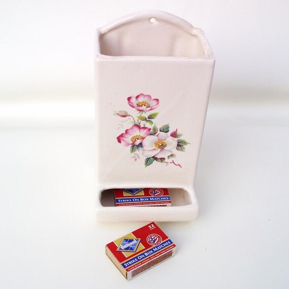Vintage Match Safe Ceramic Match Holder Wall by WhimzyThyme