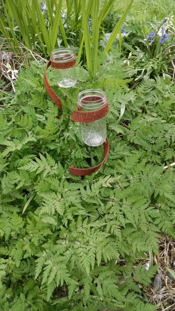 Items similar to Rustic metal garden candle holder on garden stake