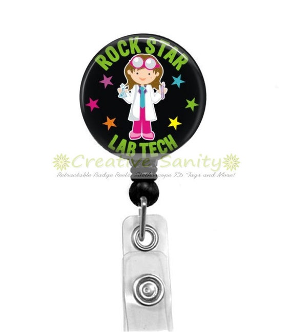 Lab Tech Retractable ID Badge Holder Rock Star By