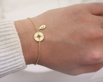 Personalized Compass Bracelet, sterling silver compass Bracelet,Personalized bracelet,best friend bracelet,initial bracelet,Nautical Jewelry