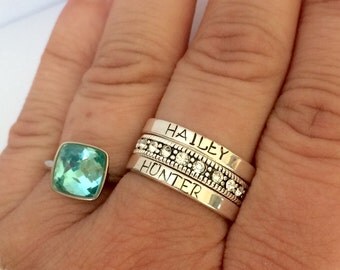 Spacer rings Sterling silver stacking or personalized rings - hand stamped ring - very sturdy ring - great gift - fun piece of jewelry