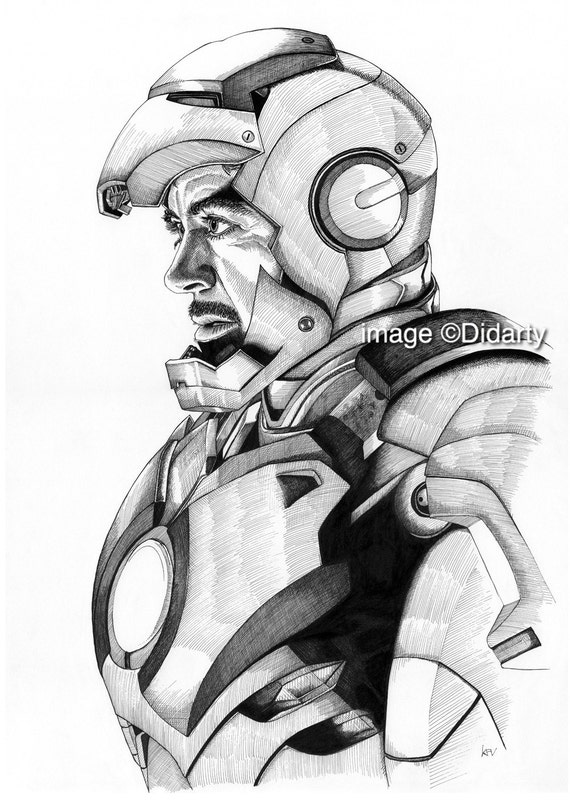 how a to pencil portrait draw with Print Iron Man Portrait