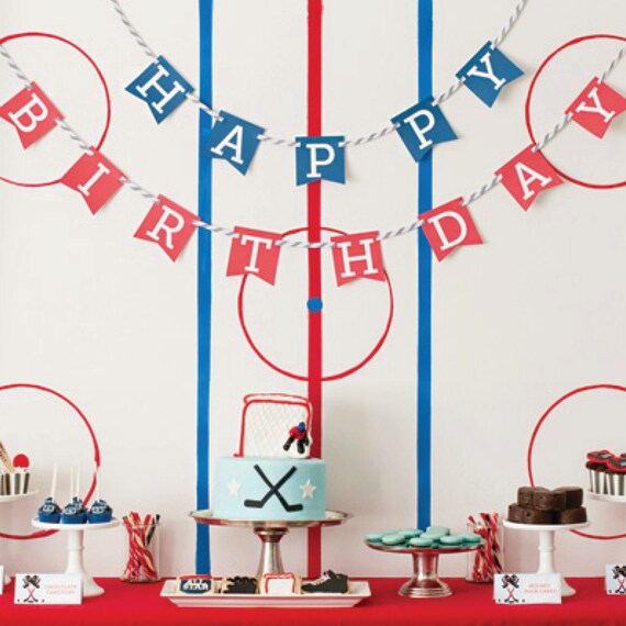 Items similar to Instant Download Ice Hockey Birthday Decoration