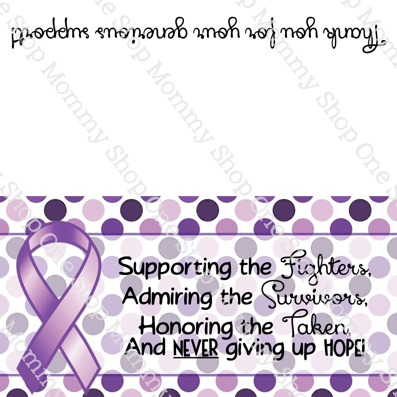 Purple Ribbon / Relay For Life Printable Bag Topper Print at