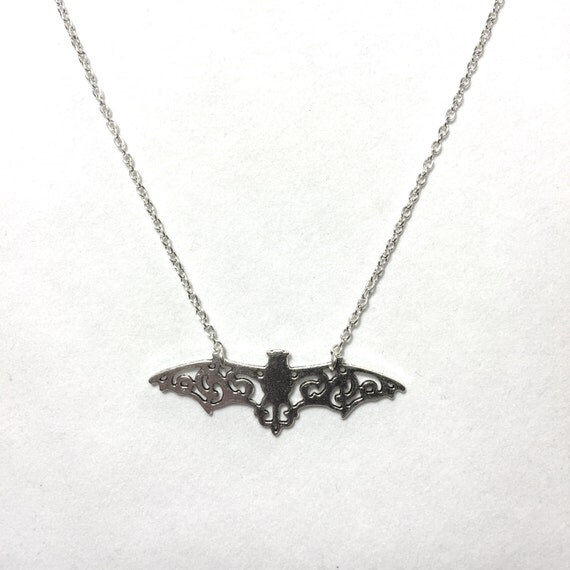 Necklace Bat Necklace SILVER or BRONZE by CrystalinasCreations