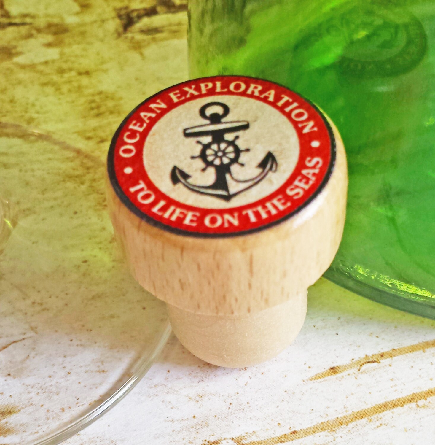 Nautical Wine Stopper Handmade Anchor Cork Stopper Beach