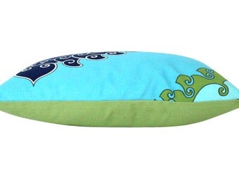 Trina Turk Paradise Outdoor Lumbar Pillow Cover in Green, Turquoise and Navy