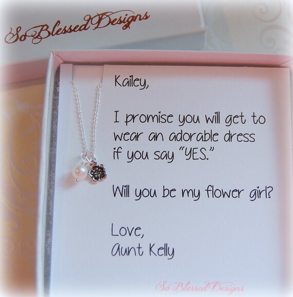 FLOWER GIRL necklace asking flower girl gift Personalized