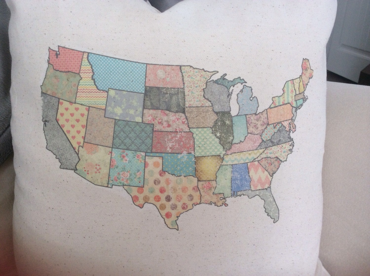 United States Map pillow. United states map. by BlissfulandCozy