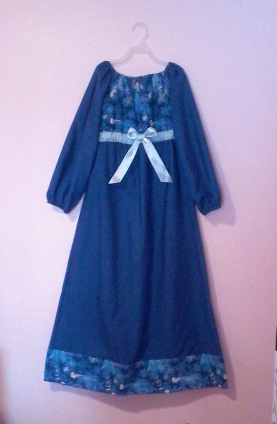 long sleeve Blue Frozen Elsa Nightgown available in royal or