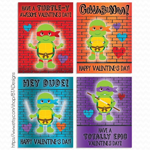 Items Similar To Printable Ninja Turtle Valentine Cards For Kids Instant Download On Etsy