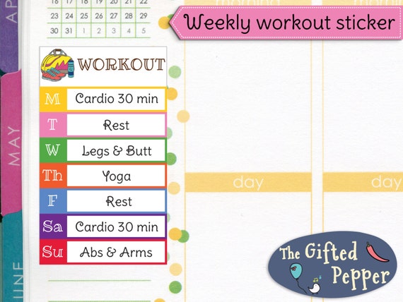 sticker printable journal Printable. plan Tracker. stickers workout Weekly Daily